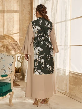 2021 Abaya Lang Foråret Dame Damer Kjoler Butterfly Ærme Stort Plus Size Mode, Elegante Syninger Maxi Kjole