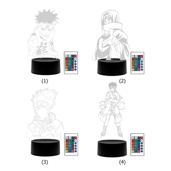 3D LED Nat Lys Naruto Sasuke Itachi Action Figur 16 Farver Touch Hjem Soveværelse Dekorative Xmas Gave Touch-Fjernbetjening