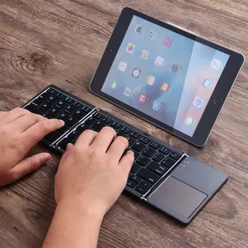 63 Nøgler Bærbare Mini-Tre Folde Bluetooth-Tastatur med Touchpad ' en til Windows, Android, IOS Tablet iPad iPhone Sammenklappelig Tastatur