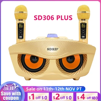 SD306 Plus Dual Bluetooth Højttaler Med 2 Trådløse Mikrofoner Offentlig Familie KTV Stereo Mikrofon Stor Lyd 30W PK SDRD Sd-306 Højttaler