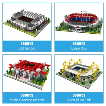 Legetøj for Børn, Mini-Blokke Berømte Arkitektur Fodbold Felt Fodbold Camp Nou Signal Lduna Park Model byggesten
