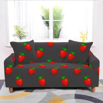 Jordbær Trykt Elastisk Stretch Sofa Dække 1/2/3/4 Sæde Slipcover Sofaen Covers Til Forskellige Form Sofaer Bruge I Stuen
