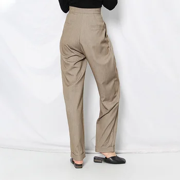 TWOTWINSTYLE Løs Ruched Sorte Bukser For Kvinder med Høj Talje, Lomme Fuld Længde Casual Bred Ben Bukser Kvindelige 2020 Mode Nyt