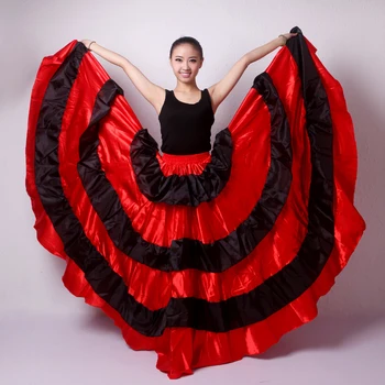 Lange Flamenco Nederdele Kvinder Rød spansk Tøj Tyrefægtning Festival Sigøjner Nederdel udførelsesfasen Ballroom Dans Kostumer DN3048