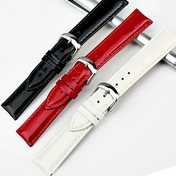 MAIKES Sort Patent Læder urrem af Rustfrit Stål 18mm 20mm Lyse Ur Band Tilbehør Armbånd Watchbands