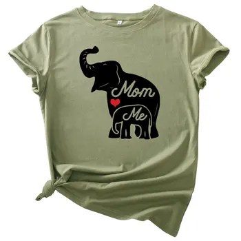 Elefant Mønster Kvindelige t-shirt med O-Hals Mødre Elsker Mig, Kvinder T-shirt, Bomuld Plus Size Korte Ærmer harajuk Sommeren Tops Tees