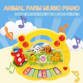 Kids Animal Farm Mobile Klaver musikinstrumenter Elektriske Blottere Tastatur Tidlig Pædagogisk Legetøj for Børn Fødselsdagsgave
