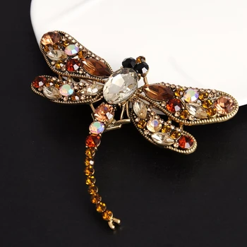 Mode Crystal Dragonfly Brocher For Kvinder 2019 Vintage Mænd Insekt Dyr Broche Pins Brochase Smykker Dropshipping