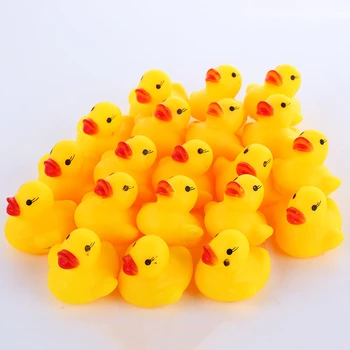 100pcs/masse Pibende Rubber Duck Duckie Badekar Legetøj Baby Brusebad Vand Legetøj til baby-Børn-års Fødselsdag Favoriserer Gave gratis fragt