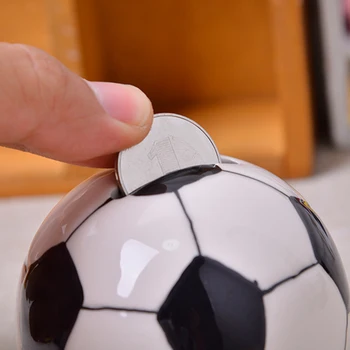 1PC Spare Pot Fodbold Kreative Fodbold Keramik, værdiboks til Coin Bank sparegris Penge Kasse for børn Børn Voksne