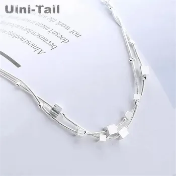 Uini-Hale hot nye 925 sterling sølv perle armbånd litterære små, friske tre-dimensionelle square dobbelt enkle smykker