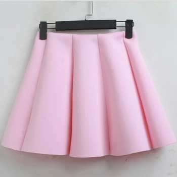 Damer 2018 Mode Mini nederdel Solid Pink farve med Høj talje Plisserede Plus Størrelse 4XL 5XL Foråret Elegant Nederdel Kontor slid 0228-38