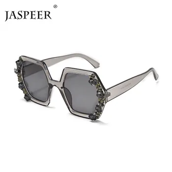 JASPEER Luksus Diamant Solbriller Kvinder Håndlavet UV400 Sol Briller Brand Designer Vintage Solbrille Nuancer Mode Eyewear