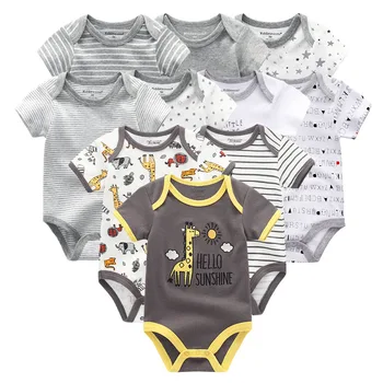 2021 Unisex 10STK Solid Nyfødte Baby Pige Tøj Bomuld kortærmet Buksedragt Tegnefilm Baby Boy Tøj Print Ropa Bebe