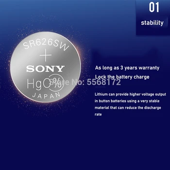 15Pcs Sony 377 Batteri AG4 LR626 377A sr626sw 1.55 V 626 Knappen knapcellebatteri Sølv Oxid Ur Batterier til Ure