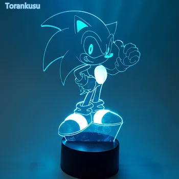 Sonic The Hedgehog Action Figur Sonic 3D Nightlight Visuel Illusion LED RGB Ændre Lampe Sonic Model Legetøj Dukke 3D03
