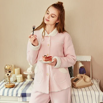 2020 Vinteren, Varm Skjorte Pyjamas Sæt Til Kvinder Nattøj Hjem Tøj, Pyjamas, Home Wear Pyjamas Sæt af Kvinders tøj hjem