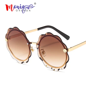 Luksus uindfattede solbriller kvinder vintage brand designer blomst kant bølge sol briller mænd kvinder skygge oculos de sol UV400