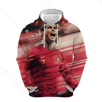 Cristiano Ronaldo 3D Printet Fodbold Jersey Boys Sweatshirts Teens Hætteklædte Childs Hoodie Vinter Mode Pullover Hoody Piger