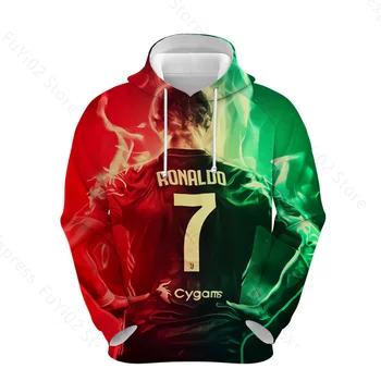 Cristiano Ronaldo 3D Printet Fodbold Jersey Boys Sweatshirts Teens Hætteklædte Childs Hoodie Vinter Mode Pullover Hoody Piger
