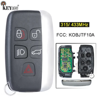 KEYECU 315/ 433MHz FCC: KOBJTF10A 4+1 5-Knappen Smart Fjernbetjening Key Fob-tasten for Land Rover LR2 LR4, for Range Rover Evoque /Sport