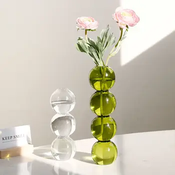 Boligmontering Glas Vase Værelse Dekoration Flower Pot Moderne Farve Krystal Gennemsigtig Hydroponiske Anlæg Blomst Arrangement Kunst