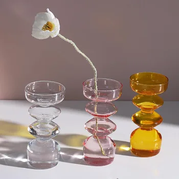 Boligmontering Glas Vase Værelse Dekoration Flower Pot Moderne Farve Krystal Gennemsigtig Hydroponiske Anlæg Blomst Arrangement Kunst