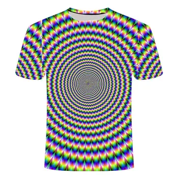 3DT shirt mænd og kvinder psykedelisk T-shirt udskrivning af svimmelhed T-shirt afslappet sort hul udskrivning, sort T-shirt