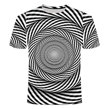 3DT shirt mænd og kvinder psykedelisk T-shirt udskrivning af svimmelhed T-shirt afslappet sort hul udskrivning, sort T-shirt