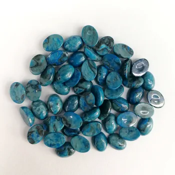 Mode naturlige sten perler 6x8mm blå onyx Oval CAB CABOCHON til smykkefremstilling Engros 50stk/masse gratis fragt