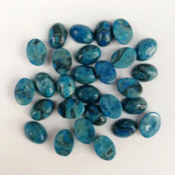 Mode naturlige sten perler 6x8mm blå onyx Oval CAB CABOCHON til smykkefremstilling Engros 50stk/masse gratis fragt