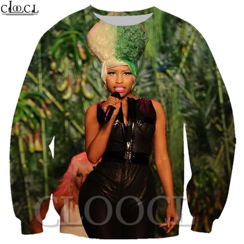 CLOOCL Nyeste Sweatshirt Nicki Minaj Rapper, Sanger, Mænd/Kvinder, Efterår Streetwear Overtøj 3D-Print Crewneck Casual Hip Hop