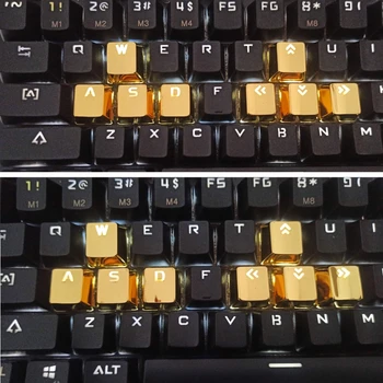 8stk Guld Metal Tasterne WASD PILETASTERNE Zink Legering KeyCap Baggrundsbelyst Centrale Cap For Cherry MX Skifte Mekanisk Tastatur OEM-Profil