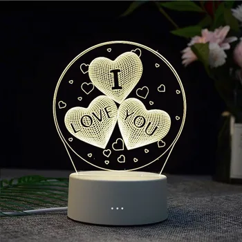 3D-Lampe Romantisk Kærlighed hjerteformet Ballon Akryl LED Nat Lys, Dekorative natbordet Lampe børn fødselsdagsgave