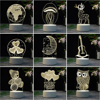 3D-Lampe Romantisk Kærlighed hjerteformet Ballon Akryl LED Nat Lys, Dekorative natbordet Lampe børn fødselsdagsgave