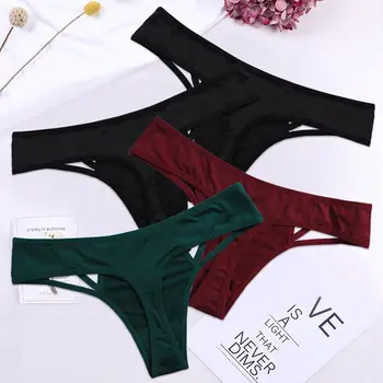 ATTRACO Underwear Trusser Trusser 4 STK Kvinders g-streng String Solid Tanga Blød Sexet Farverige Bandage på Tværs af Hule-out