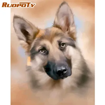 RUOPOTY Maleri Af Numre Kits Til Voksne Børn Wolf Hund Dyr Maling Af Antal Håndlavet 60x75cm Indrammet På Lærred Håndværk