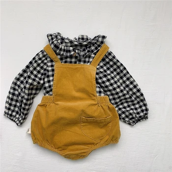 Efterår Forår Nyfødte Baby Rompers Spædbarn Fløjlsbukser Overalls Slynge Rem Tøj Mode Lomme Buksedragt Pige Toddler Dreng Tøj