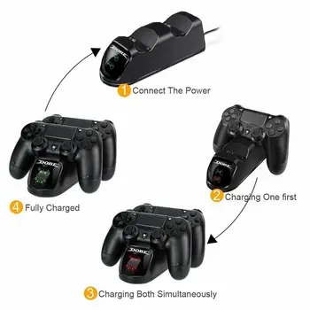 PS4 Controller-Oplader, Ps4 Controller Oplader-Dockingstation LED Lys i Indikatorer Bunden Lys PS4/PS4 Slank/PS4 Pro Controll
