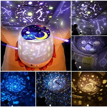 Roterende Stjerneklar Nat galaxy projektor Lys Sengen Projektor lampe Jul Dekoration hjem children ' s Night Light baby Gave
