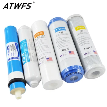 ATWFS 5-Trins Omvendt Osmose RO Vand Filtre Udskiftning Sæt med Vand Filter, Patron 75 GPD Membran