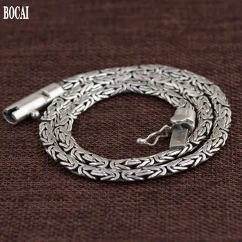 BOCAI S925 rent sølv halskæde i ægte massivt sølv 6MM antikke håndværk simple mænd er vævet stil halskæde
