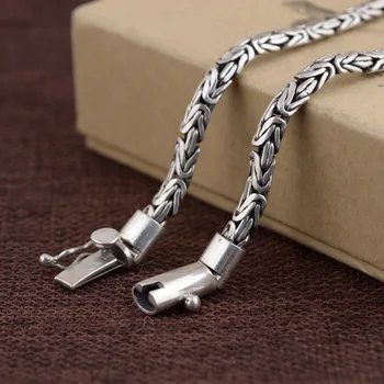 BOCAI S925 rent sølv halskæde i ægte massivt sølv 6MM antikke håndværk simple mænd er vævet stil halskæde