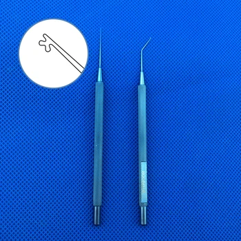 1 stk Titanium legering Kugler Iris Krog og Linse Manipulator Push-pull-oftalmologiske instrument krogen lige og vinkel tips