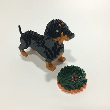 Bygning Stjernede 6618-2 Gravhund Sort Hund Dyr 3D-Model DIY Diamant Mini Bygning Små Blokke Legetøj for Børn, ingen Box