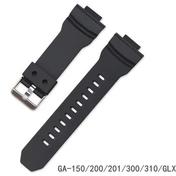 16mm Silikone Rem, Bånd Mænd Sort Sport Dykning Gummi Watchbands Spænde For Casio GA-150/200/201/300/310/GLX Watchbands