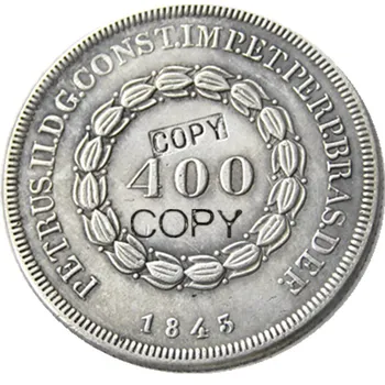 Brasilien 400 Reis 1834-1844 sølv Empire Pedro II, Silver Plated Kopiere Mønter