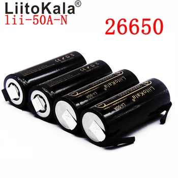 2020 NYE LiitoKala lii-50A-N 26650 5000mah lithium-batteri 3,7 V 5000mAh 26650 genopladeligt batteri, der er egnet til flashligh NY