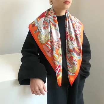 Hot 2020 Kvinder Print Hijab Vinter Twill Silke Tørklæder Mærke Poncho Sommer Efterår Tørklæde Hijab Foulard Pashmina Sjal Femme
