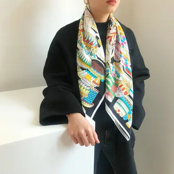 Hot 2020 Kvinder Print Hijab Vinter Twill Silke Tørklæder Mærke Poncho Sommer Efterår Tørklæde Hijab Foulard Pashmina Sjal Femme